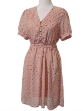 <> Sam & Max Pink  Midi Dress with Gold Buttons Women's Size Large